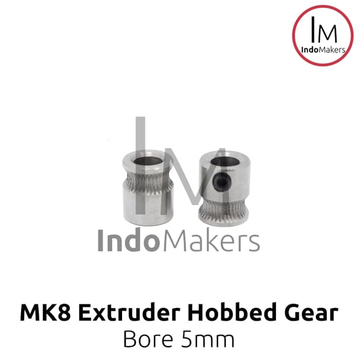 MK8 Drive Hobbed Gear Pulley for 1.75mm filament, 5mm shaft bore - Image 3