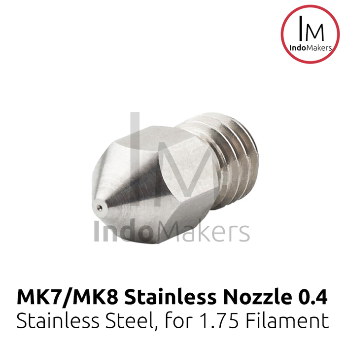 MK8 Stainless 3D Printer Nozzle 0.4mm, for 1.75mm Filament Diameter M6