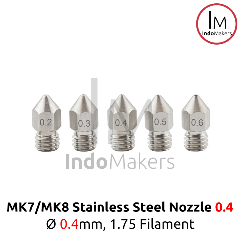 MK8 Stainless 3D Printer Nozzle 0.4mm, for 1.75mm Filament Diameter M6 - Image 3