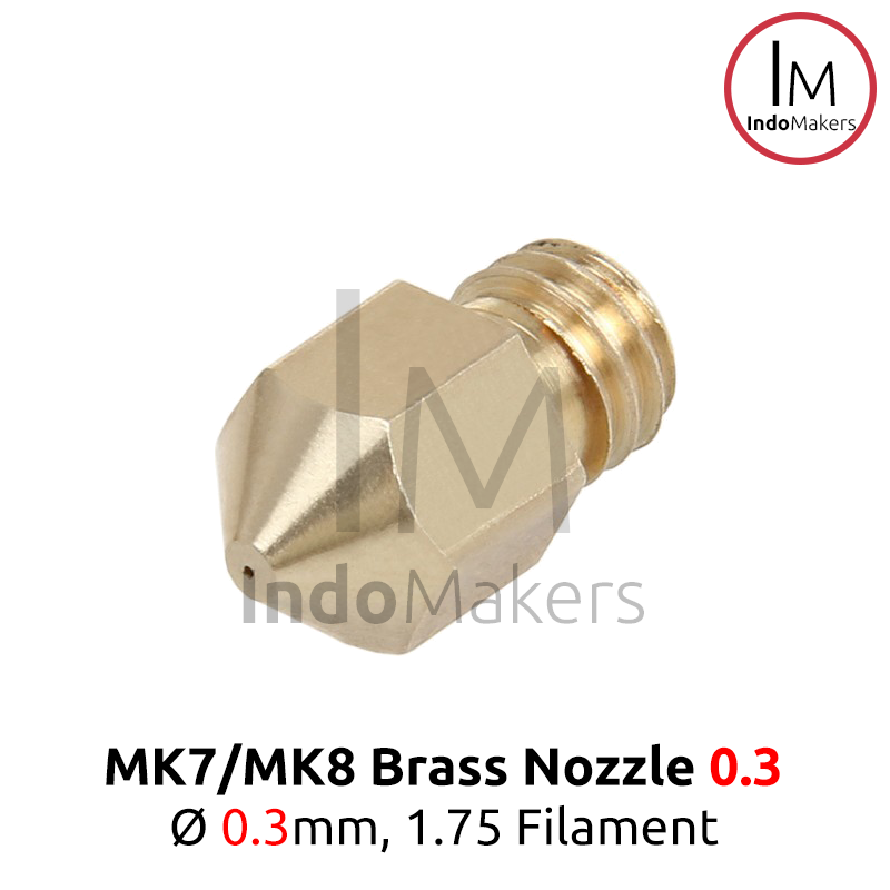 MK8 Brass 3D Printer Nozzle 0.3mm, for 1.75mm Filament Diameter M6