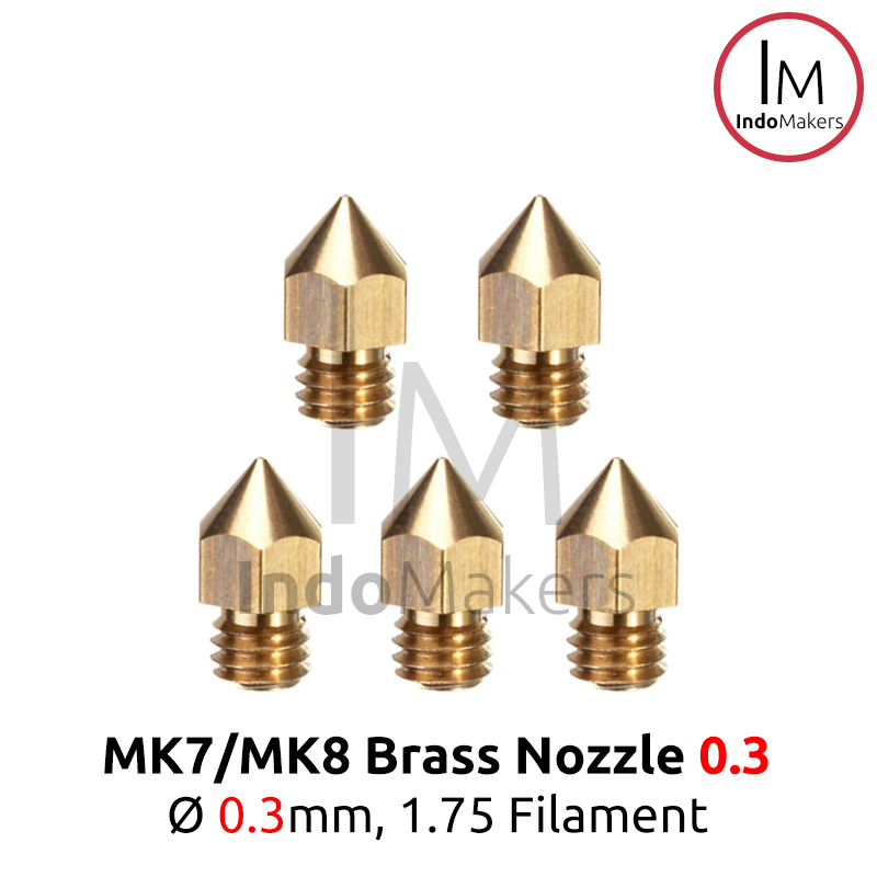 MK8 Brass 3D Printer Nozzle 0.3mm, for 1.75mm Filament Diameter M6 - Image 2
