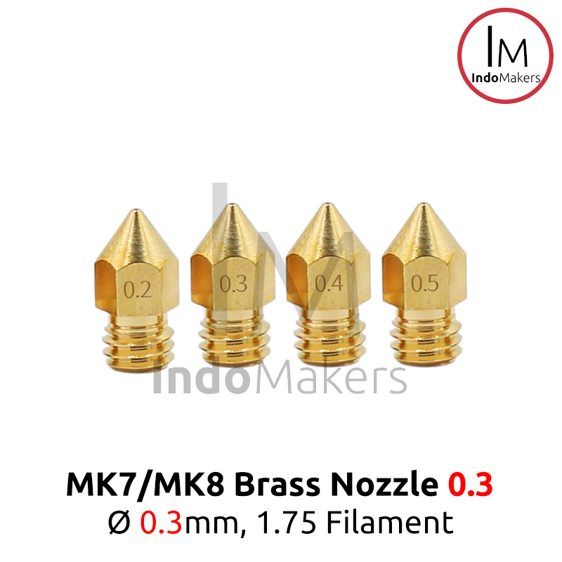 MK8 Brass 3D Printer Nozzle 0.3mm, for 1.75mm Filament Diameter M6 - Image 3