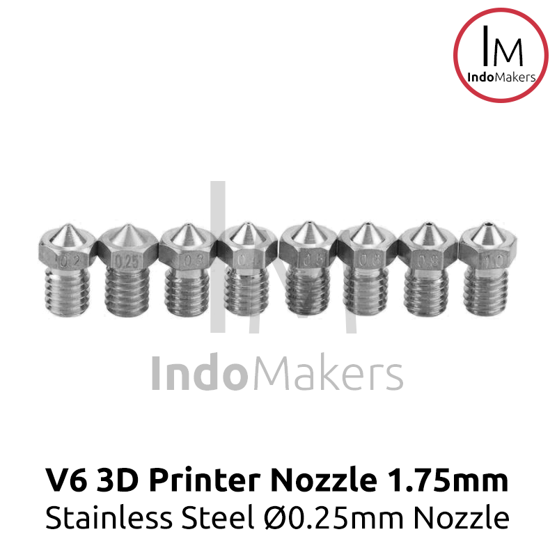 Stainless 3D Printer Nozzle E3D V6 0.25 nozzle, 1.75 Filament Diameter - Image 2