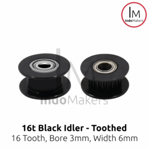 Black Timing Belt Idler Pulley GT2 W6 D13 B3 16T With Teeth Teethed