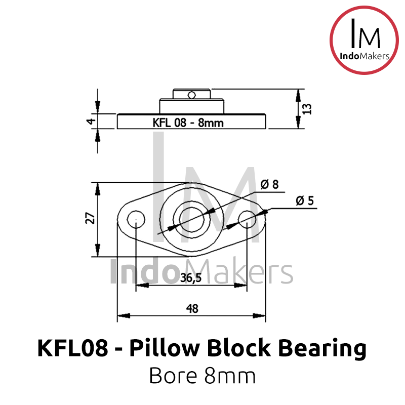 KFL08 Pillow Block Bearing 8mm Bore - Image 3