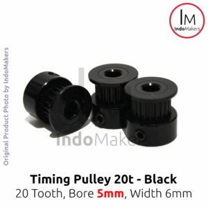 Timing Pulley 20 teeth for NEMA 17 Bore 5mm Belt GT2 6mm BLACK