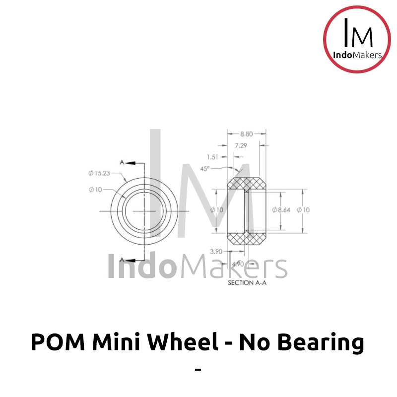 POM / Delrin Openbuilds CNC V-Slot Mini Wheel No Bearing - Image 3