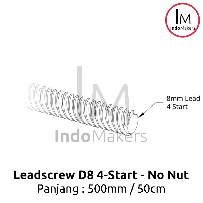 3D Printer Lead Screw T8-2-D8 500mm Leadscrew No Nut - Image 5