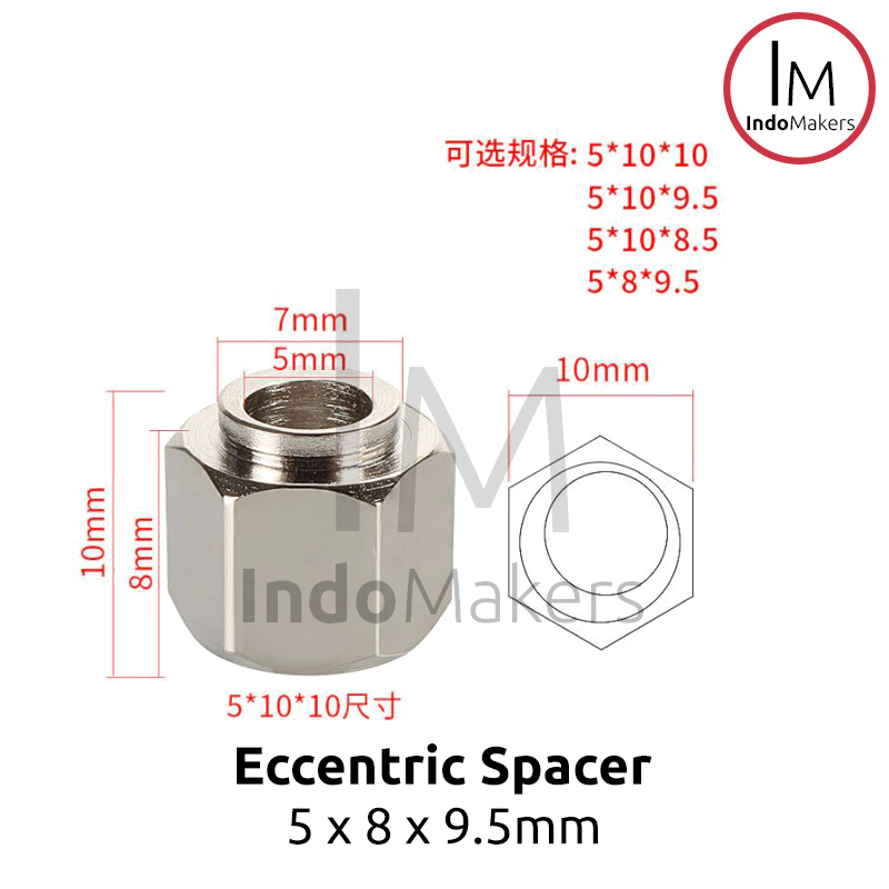 Eccentric Spacer Openbuilds M5 x Hex 8mm x Panjang 9.5mm - Image 3