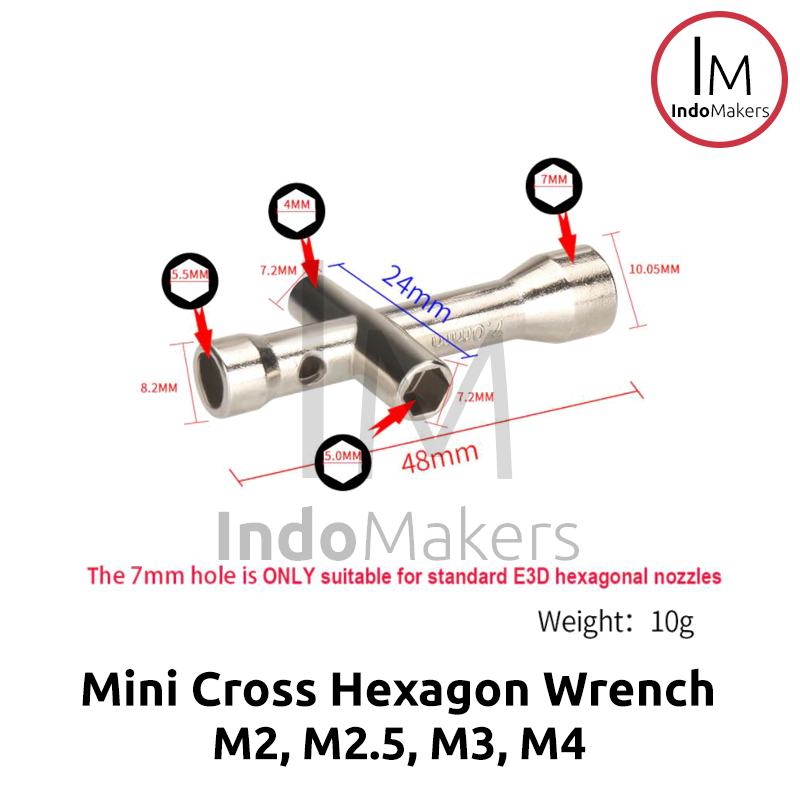 Mini Cross Hexagon Wrench M2 / M2.5 / M3 / M4 - Image 3