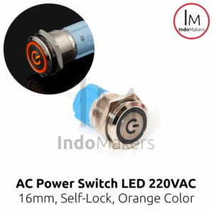 Stainless Push Button Self Locking Switch LED Ring Power Logo 16mm 220VAC - ORANGE