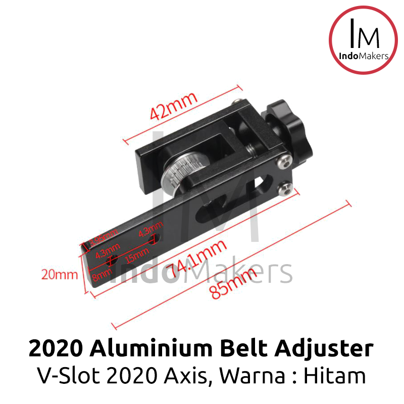 Aluminium Profile 2020 Belt Adjuster - HITAM - Image 3