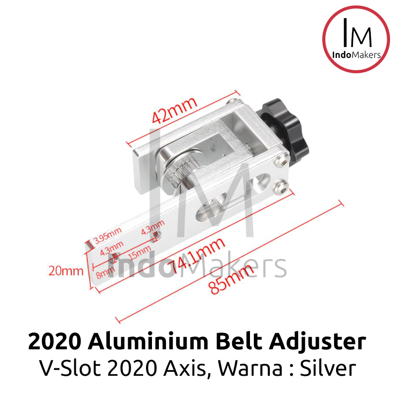 Aluminium Profile 2020 Belt Adjuster - SILVER - Image 3