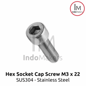 Hex Socket Cap Screw Stainless Steel M3 x 22mm Isi 10pcs