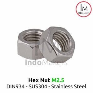 DIN934 Hexagon Nut / Mur Hexa Stainless Steel M2.5 Isi 10pcs