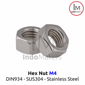 DIN934 Hexagon Nut / Mur Hexa Stainless Steel M4 Isi 10pcs