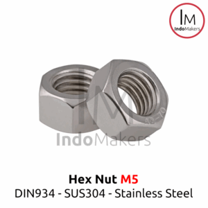 DIN934 Hexagon Nut / Mur Hexa Stainless Steel M5 Isi 10pcs