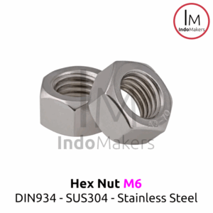 DIN934 Hexagon Nut / Mur Hexa Stainless Steel M6 Isi 10pcs