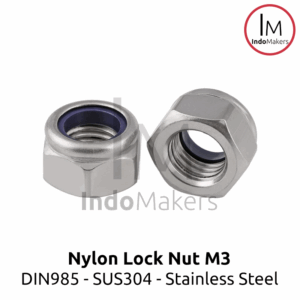 DIN985 Nylon Hex Nut / Mur Nylon Hexa Stainless Steel M3 Isi 10pcs