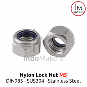 DIN985 Nylon Hex Nut / Mur Nylon Hexa Stainless Steel M5 Isi 10pcs