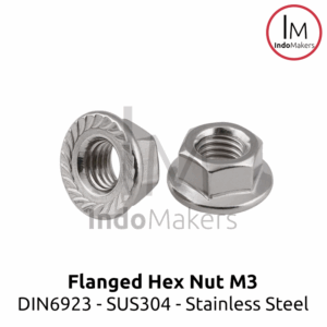 DIN6923 Flanged Hex Nut / Mur Flange Hexa Stainless Steel M3 Isi 10pcs