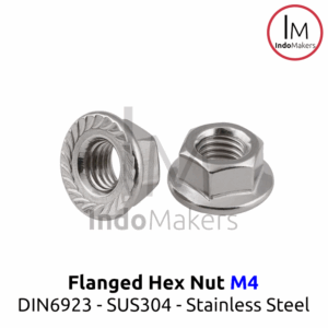 DIN6923 Flanged Hex Nut / Mur Flange Hexa Stainless Steel M4 Isi 10pcs