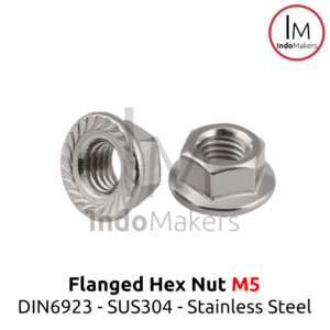 DIN6923 Flanged Hex Nut / Mur Flange Hexa Stainless Steel M5 Isi 10pcs