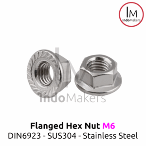 DIN6923 Flanged Hex Nut / Mur Flange Hexa Stainless Steel M6 Isi 10pcs