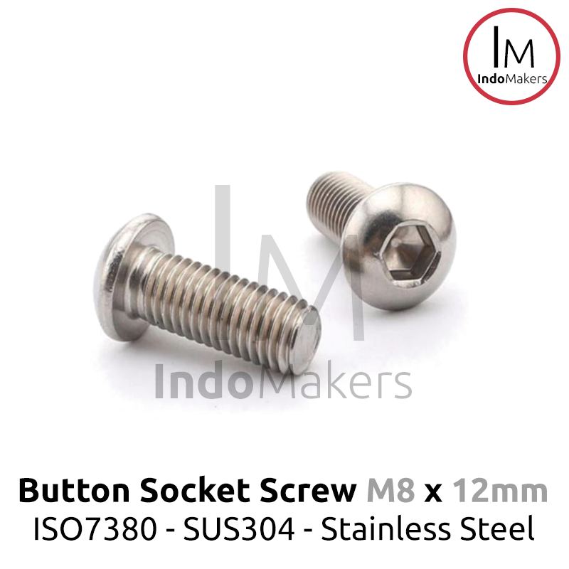 ISO7380 Button Hex Head Screw / Baut L Button Stainless Steel M8x12mm Isi 10pcs