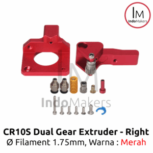 3D Printer Dual Gear Extruder Drive Aluminium - Right - Red