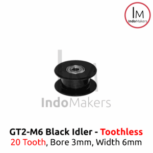GT2 Timing Pulley Idler 20 No Teeth Bore 3mm 2GT 20T Toothless - BLACK