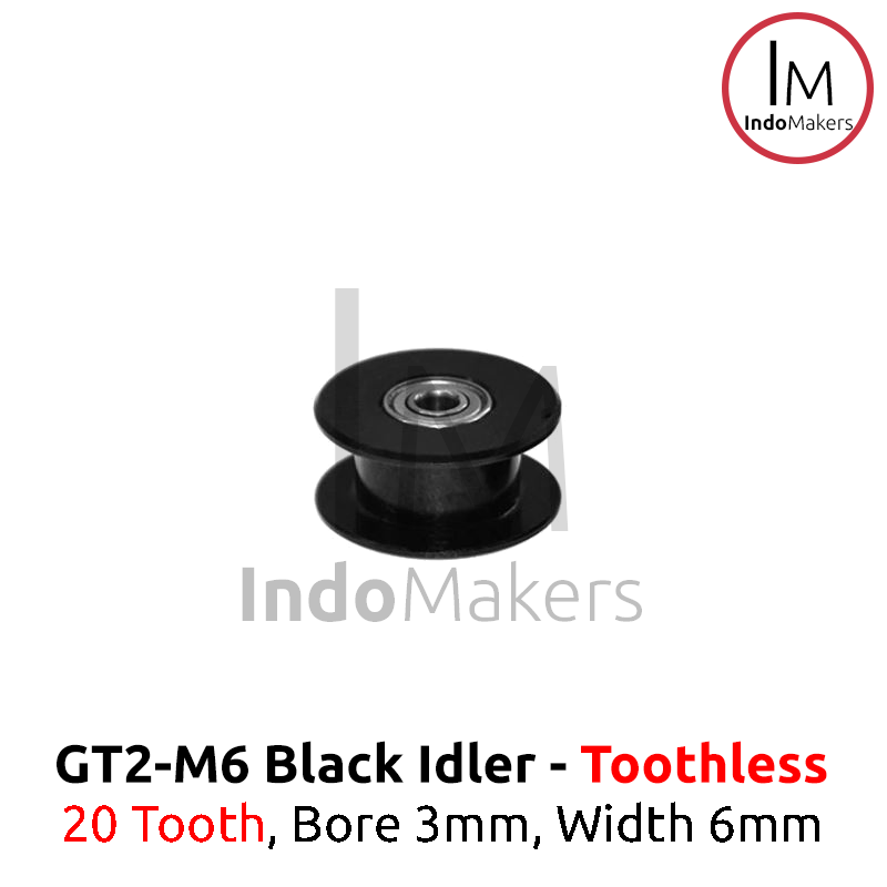 GT2 Timing Pulley Idler 20 No Teeth Bore 3mm 2GT 20T Toothless - BLACK