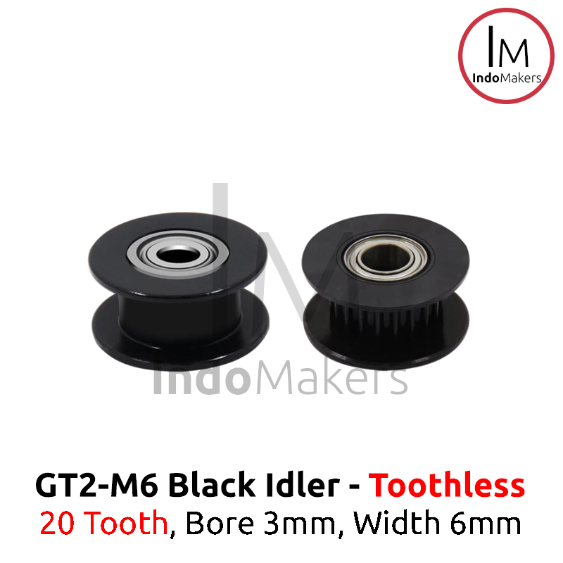 GT2 Timing Pulley Idler 20 No Teeth Bore 3mm 2GT 20T Toothless - BLACK - Image 2