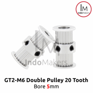 GT2-M6 Double Pulley 20 Tooth Bore 5mm Aluminium