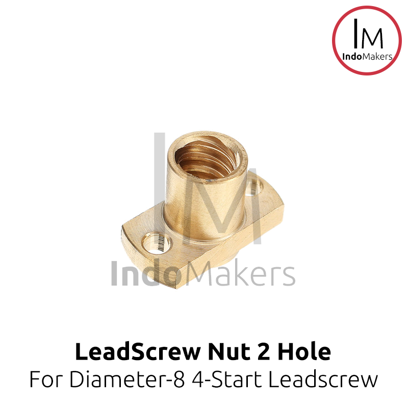 Brass Leadscrew T8 Nut 2-Hole Mount Lead 8 Pitch 2mm Start 4 Diameter 8 - Image 4