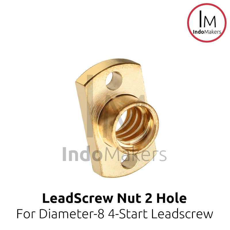 Brass Leadscrew T8 Nut 2-Hole Mount Lead 8 Pitch 2mm Start 4 Diameter 8