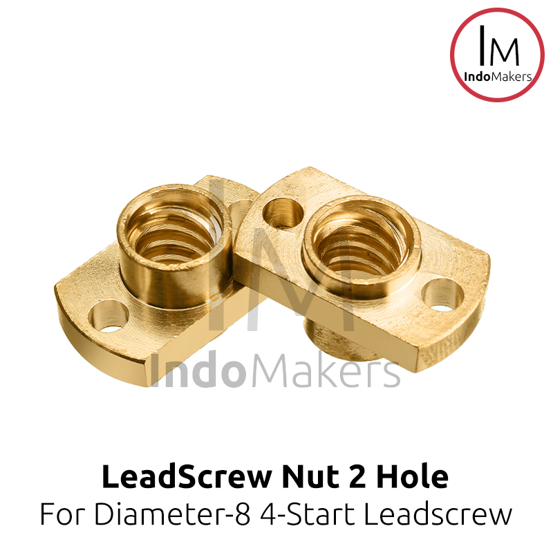 Brass Leadscrew T8 Nut 2-Hole Mount Lead 8 Pitch 2mm Start 4 Diameter 8 - Image 5