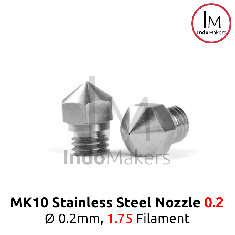 MK10 RepRap 3D Printer Stainless Nozzle 0.2mm for 1.75 Filament, Drat M7