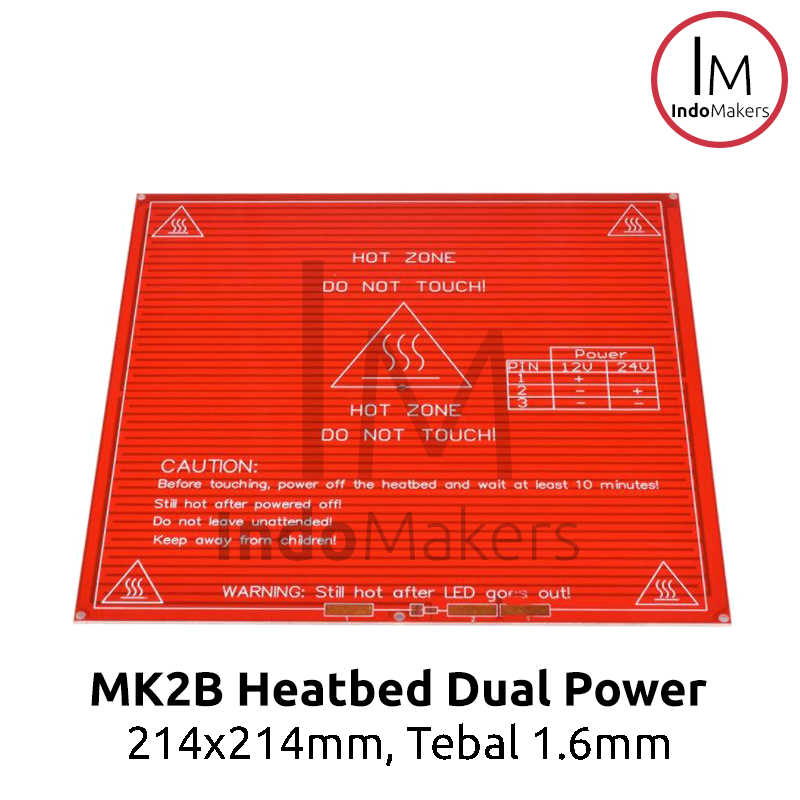 MK2B Heatbed 214 x 214 x 1.6mm Dual Power 12/24V Heated Bed