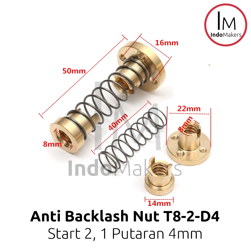 3D Printer Leadscrew T8-2-D2 8mm Lead 4mm Anti Backlash Spring Nut - Image 4