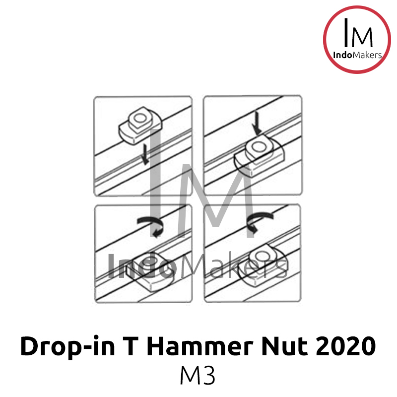T Hammer Nut M3 Drop-In Aluminium Profile 2020 Isi10pcs - Image 5