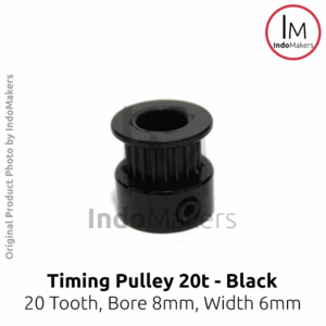 Timing Pulley 20 teeth Bore 8mm Belt GT2 6mm BLACK
