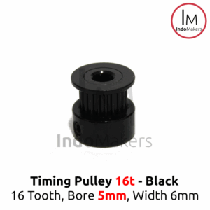 Timing Pulley 16 teeth for NEMA 17 Bore 5mm Belt GT2 6mm BLACK