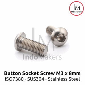 ISO7380 Button Hex Head Screw / Baut L Button Stainless Steel M3x8mm Isi 10pcs