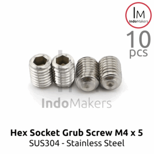 Hex Socket Grub Screw / Baut Tanam Stainless M4 x 5mm Isi 10pcs