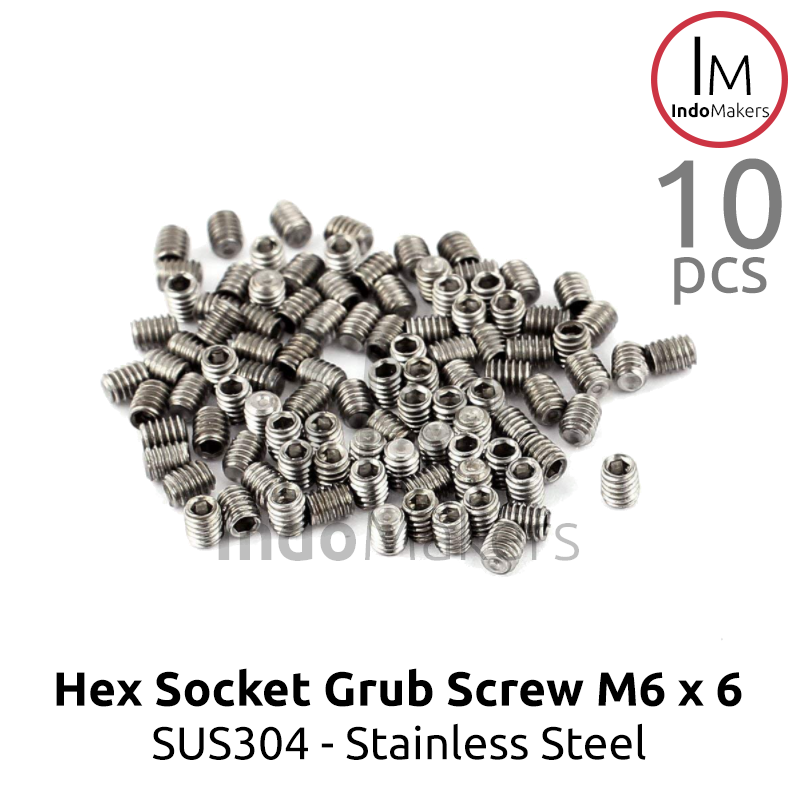 Hex Socket Grub Screw / Baut Tanam Stainless M6 x 6mm Isi 10pcs - Image 2