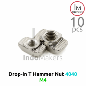 T Hammer Nut M4 Drop-In Aluminium Profile 4040 Isi 10 Pcs