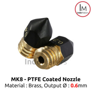 PTFE Teflon Coated MK8 Brass 3D Printer Nozzle 0.6mm 1.75mm Filament