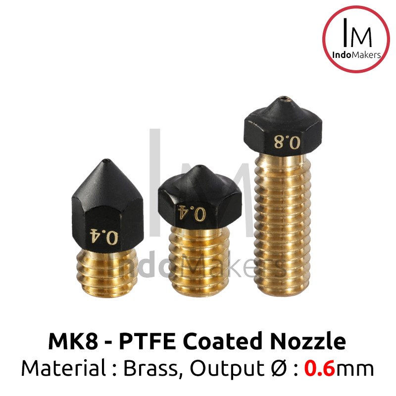 PTFE Teflon Coated MK8 Brass 3D Printer Nozzle 0.6mm 1.75mm Filament - Image 4