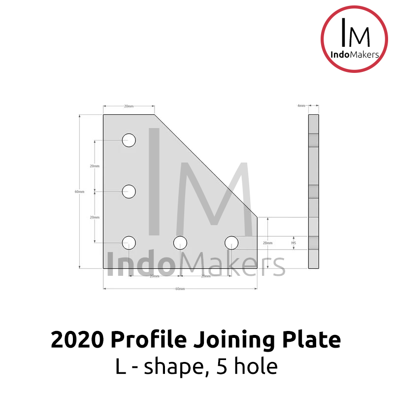 Bracket Profile 2020 Joining Plate 5 hole L-Shape Black - Image 5
